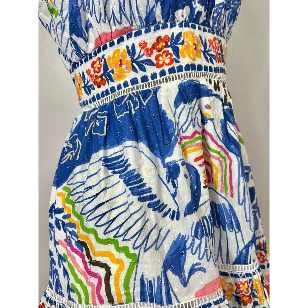 FARM Rio Tropical Toucan Bird Mini Dress Medium Beaded Tassel Pom Pom Trim - Picture 8 of 12